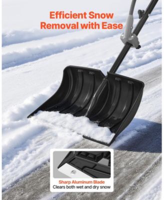 Snow Shovel, 18" Wide Plastic Blade, Assist D-Handle, Non-Slip Grip, Lightweight Driveway Snow Shovel