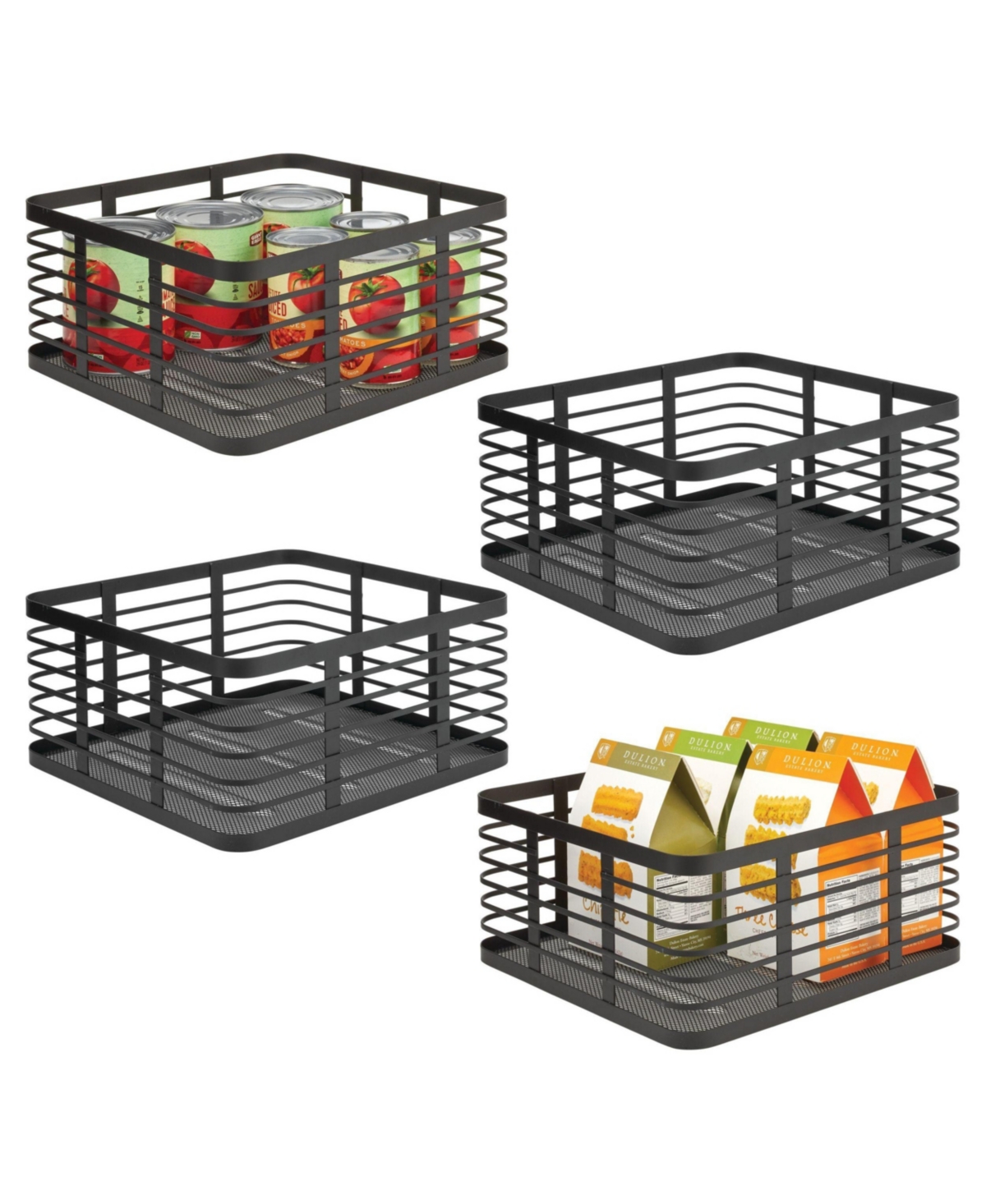 mDesign Metal Pantry Basket with Handles