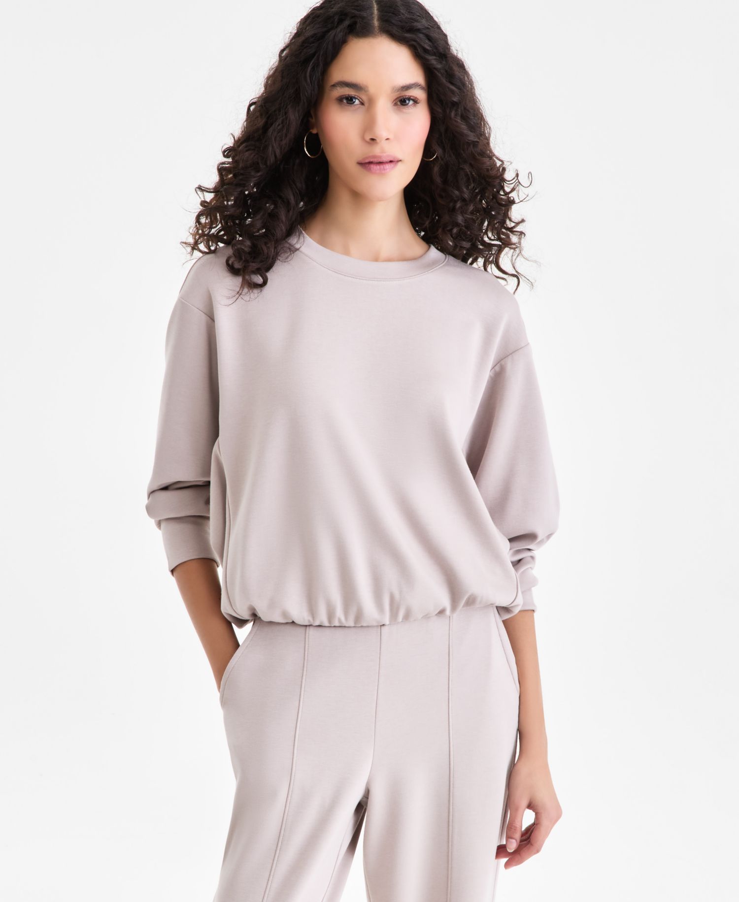 Women's Off Duty Long-Sleeve Bubble-Hem Sweatshirt