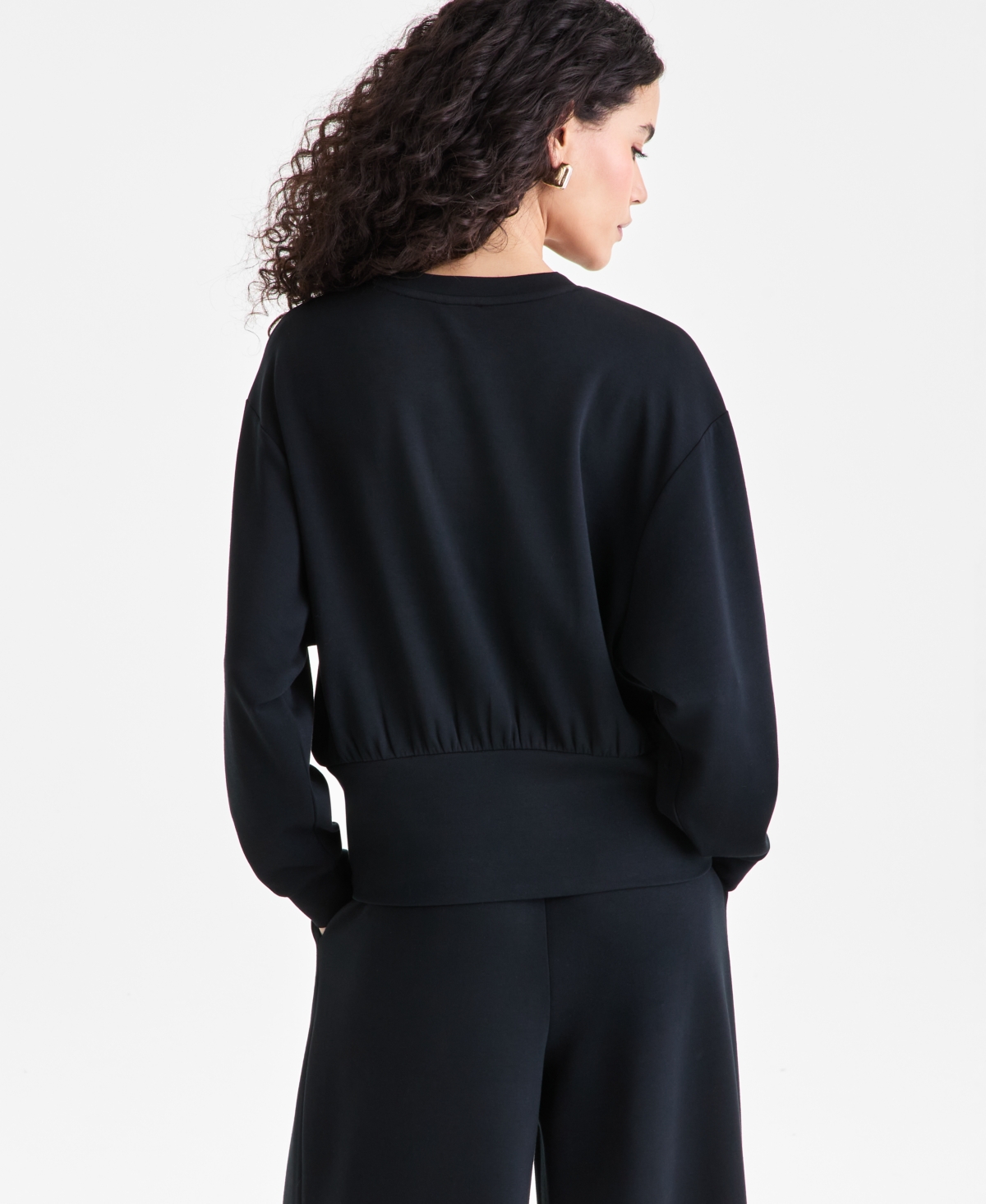 I.n.c. International Concepts Women's Off-Duty Banded-Bottom Sweatshirt, Macy's Exclusive