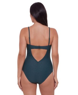 Women's S3 Smoothing Grid Texture Underwire One-Piece Swimsuit