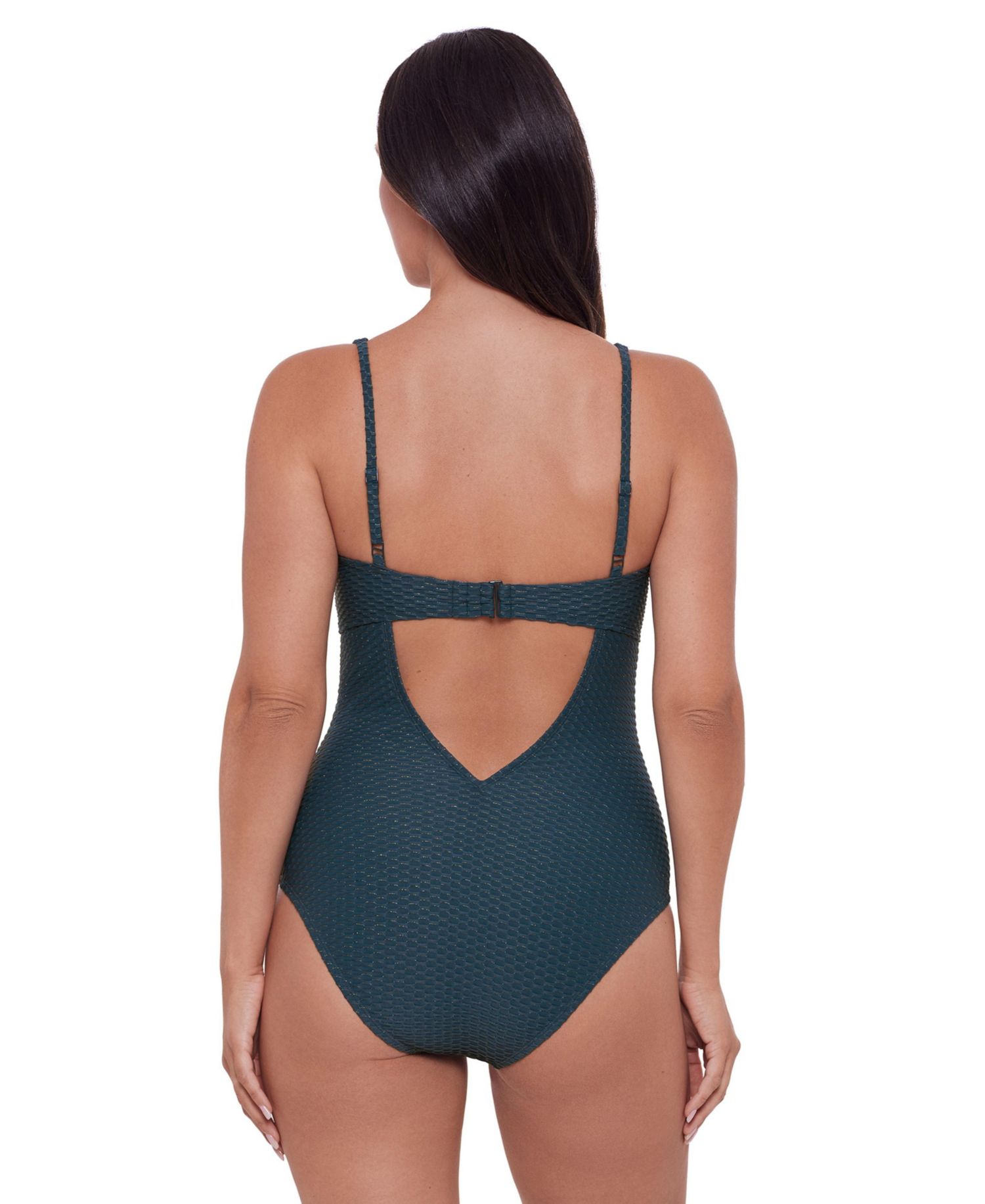 Women's Smoothing and Sculpting Grid Texture Underwire One-Piece Swimsuit