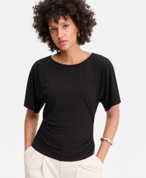 Женские I.N.C. International Concepts Women's Ruched-Waist Short-Sleeve T-Shirt