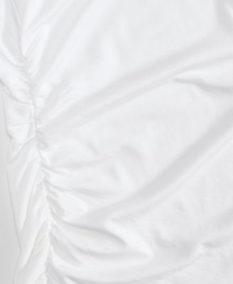  Women's Long-Sleeve Asymmetrical-Hem Ruched Layering Top