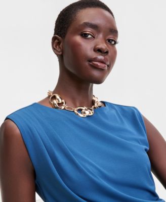 Women's Sleeveless Ruched Boatneck Knit Top