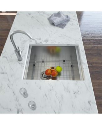 15inch Undermount Kitchen Sink 16G T304 Stainless Steel Ledge Workstation Single Bowl 15x19x10inch with Full Accessories