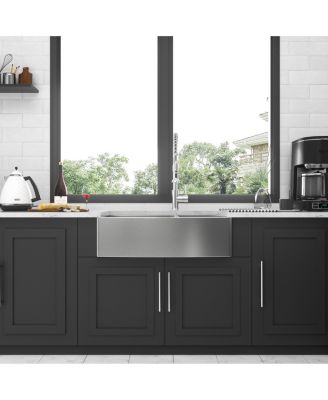 36x20x9 Inch Double Bowl 6040 Farmhouse Sink 16 Gauge T304 Stainless Steel Apron Front With Two 9 Inch Deep Basin