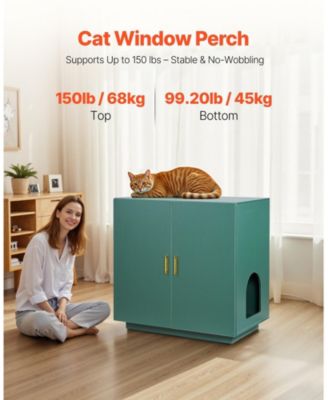 31.5" Ventilated Wooden Litter Box Enclosure with Double Doors