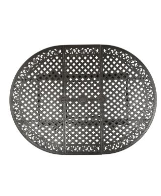 Mondawe Expandable Patio Dining Table, Aluminum Round Outdoor Dining Table with Lattice Design, Hammered Bronze Finish