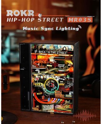 3D Puzzle, Electric Marble Run Model Kits, Parallel World Hip-hop Street, Desk Decoration, Building Sets for Adults Boys Girls Birthday Gifts