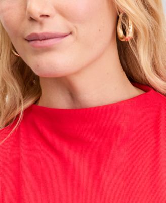 Women's High-Neck Rib-Knit Sleeveless Top