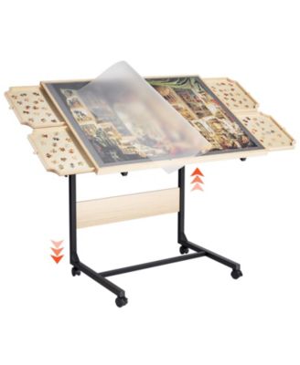 1500-Piece Puzzle Table with Legs 34"x25" Adjustable Height with Drawers