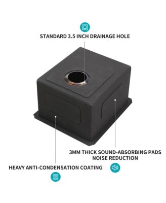 Gunmetal Black Undermount Kitchen Sink 16 Gauge T304 Nano Stainless Steel Single Bowl