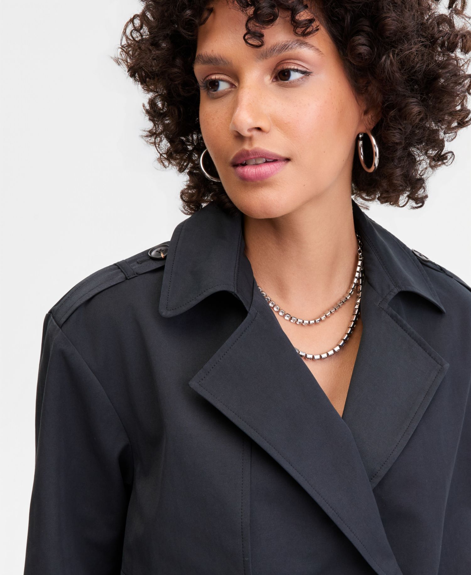 Women's Bubble-Hem Short Trench Coat