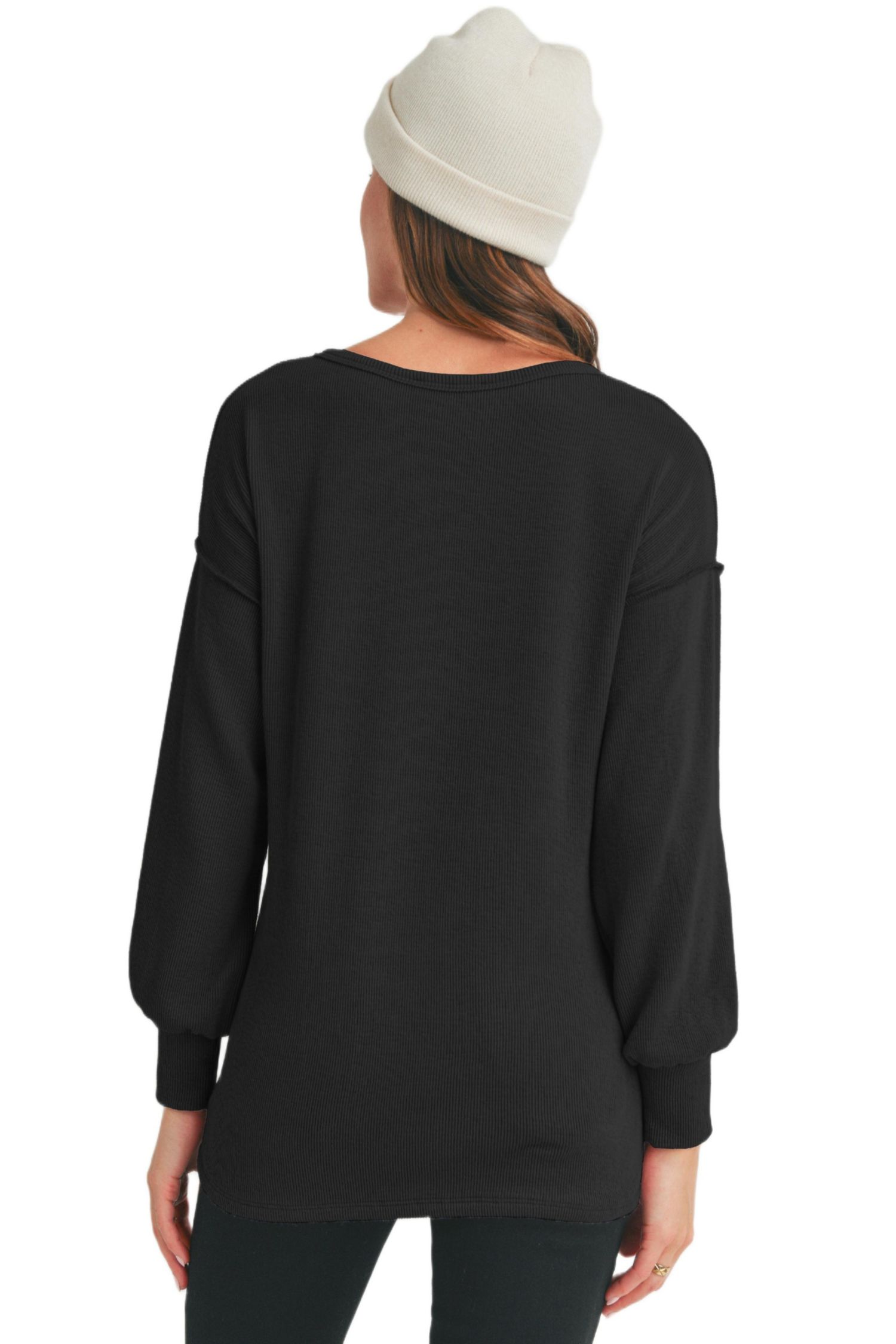 Women's Rib-Knit Split-Neck Top