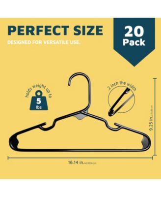 Kids Plastic Hangers, Black, 11.6", with shoulder notches, space-saving, hold 5 lbs, ideal for baby, toddler & kids  clothes, 20-pack.