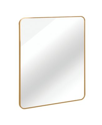30 "x36" Rectangular Bathroom Mirror, Modern Wall Mounted Vanity Mirror with Shatterproof Film, Hangs Horizontally or Vertically (Gold)