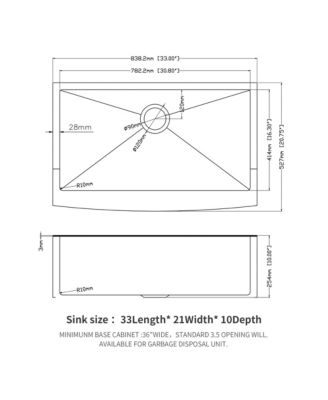 33x21x10inch Gold Farmhouse Kitchen Sink Stainless Steel Apron Front 16 Gauge