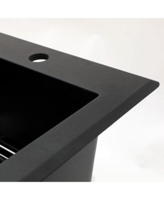huluwat Black Quartz Composite Kitchen Sink Drop In Granite
