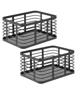Metal Pantry Basket with Handles - Set of 2 - Matte Black