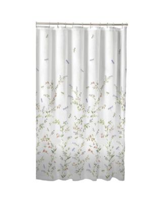 Floral Dragonfly Polyester Machine Washable Shower Curtain