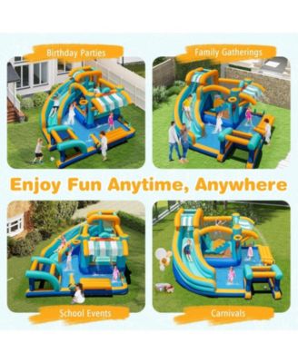 Kids Ice Cream Inflatable Bounce House With Water Slide Pool And 680W Blower