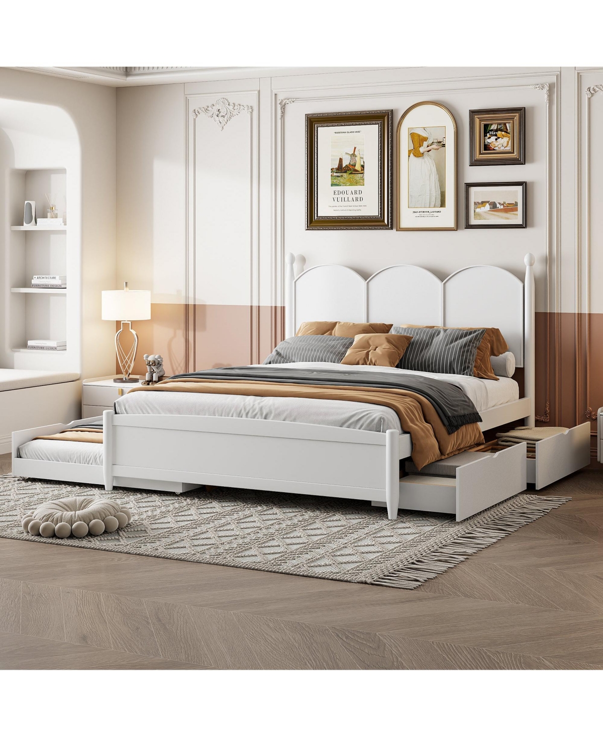 Boyel Living Queen Platform Bed with 2 Big Drawers and Twin Xl Trundle
