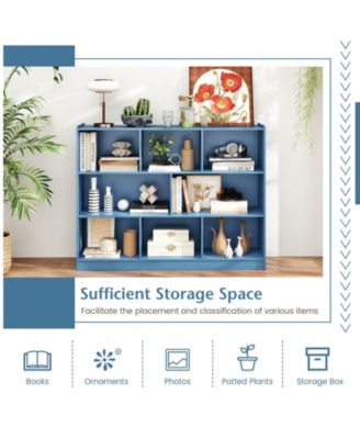 Contemporary 3-Tier Open Cube Bookcase with 8 Compartments