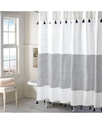72-inch and White Stripes Cotton Shower Curtain
