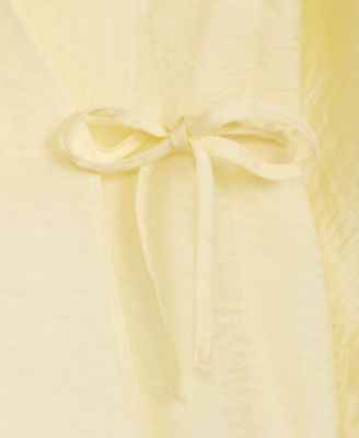 Women's Long Sleeve Textured Wrap Blouse