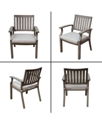 Mondawe Outdoor Modern  Aluminum Frame Stationary Dining Chair With Gray Cushioned Seat (Set of 2)