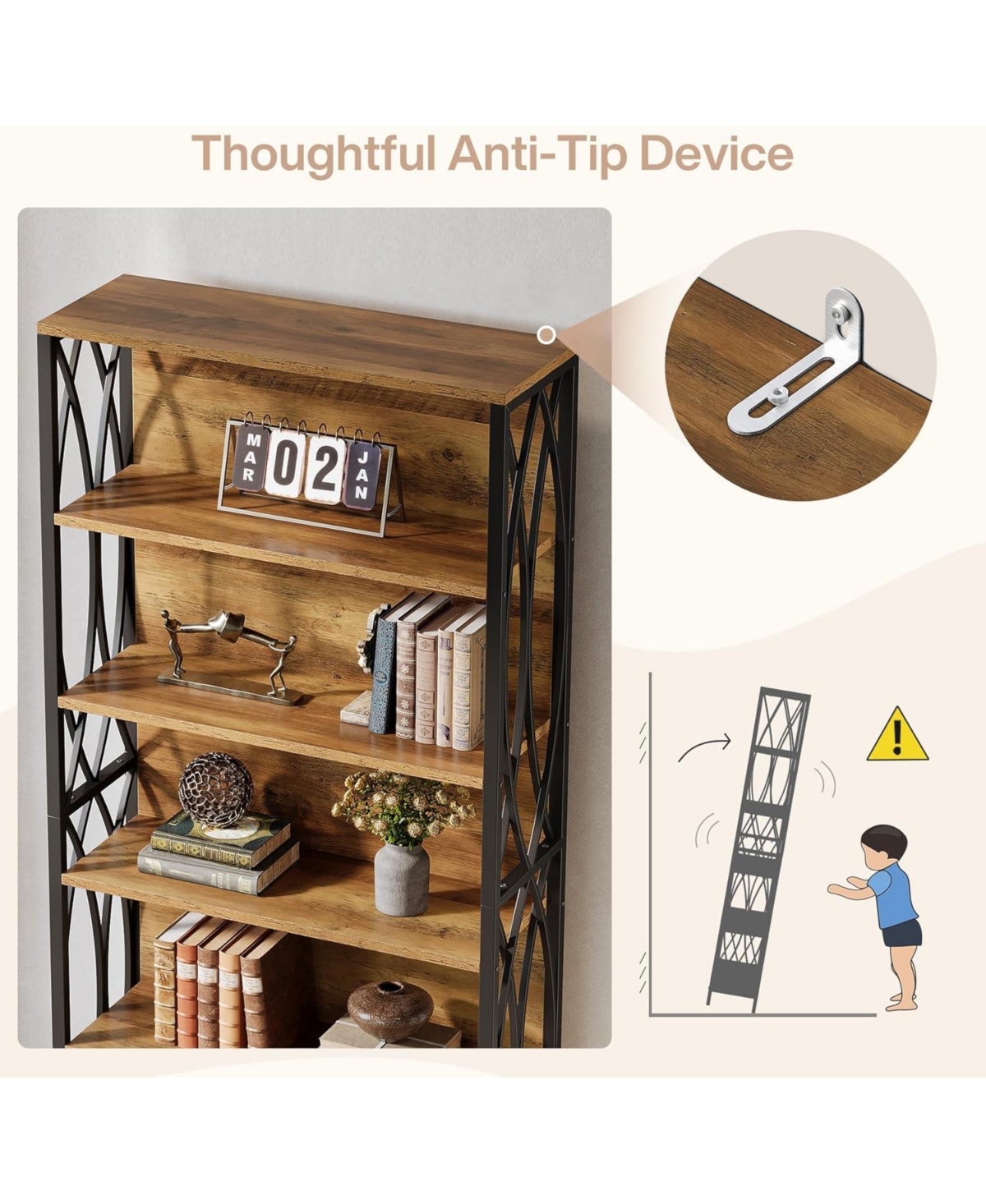 Tribesigns 70.87" Tall Bookshelf Set of 2, 6-Tier Industrial Bookcase with Geometric Metal Frame & Open Storage Shelves, Freestanding Display She