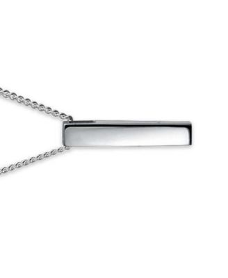 Minimalist Vertical 3D Pillar Bar Necklace Pendant Solid .925 Sterling Silver