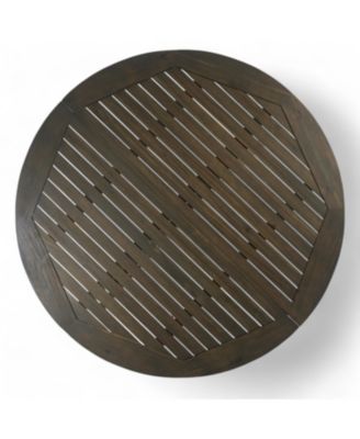 Mondawe 47-in Round Outdoor Dining Table in Gray Acacia Wood with X-Base