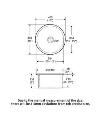 huluwat Porcelain Fireclay Circular Kitchen Sink Dual Mount Single Bowl with Grid
