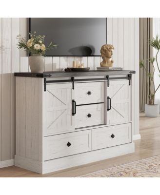 Farmhouse TV Stands for 65 Inch TV, Entertainment Center with Sliding Barn Doors
