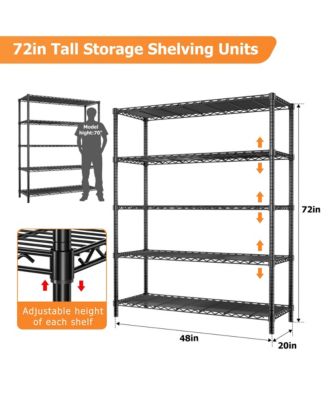 5-Tier 48 in W x 72 in H x 20 in D Height Adjustable Garage Wire Shelving Unit