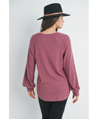 Maternity Ribbed Long Sleeve V Neck Sweater