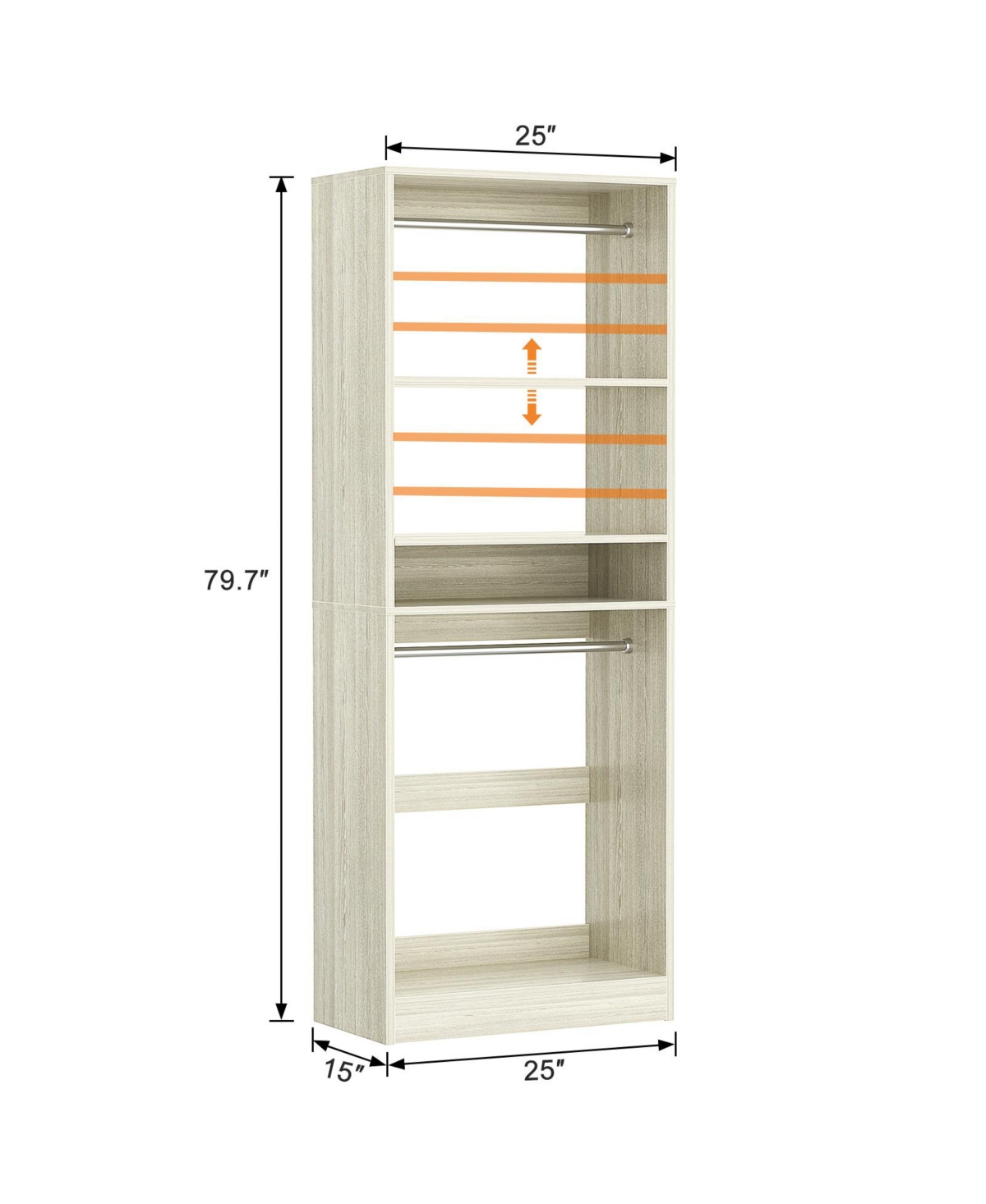 Aheaplus Closet System with 2 Hanging Rods