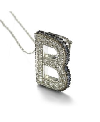 Suzy Levian Sterling Silver Sapphire 3-D Letter "B" Initial Pendant