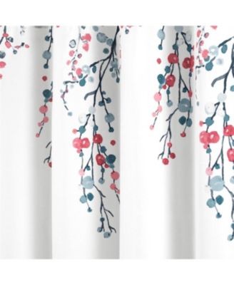 72-inch White Blue Coral Watercolor Floral Shower Curtain