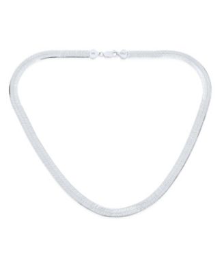 .925 Sterling Silver Flat Omega Herringbone Chain Choker Collar Necklace Made in Italy