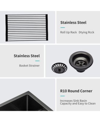 huluwat 27x21x10inch Gunmetal Black Farmhouse Kitchen Sink Stainless Steel Apron Front 16 Gauge