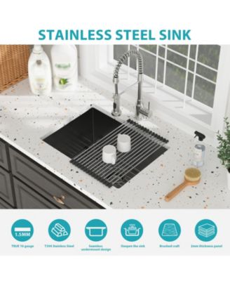 huluwat 24x18x12 Inch Undermount Gunmetal Black Laundry Utility Sink 16 Gauge T304 Stainless Steel Deep Single Bowl