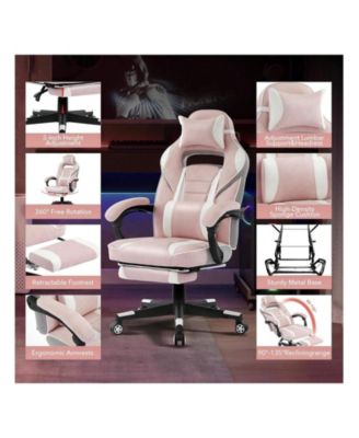 Video Gaming Chair With Massage Lumbar Support And Footrest Height Adjustable Big And 50.3inch Tall Ergonomic PU Leather