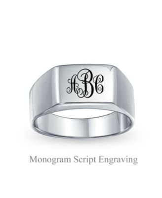 Simple Rectangle Initial Monogram Signet Ring  .925 Sterling Silver