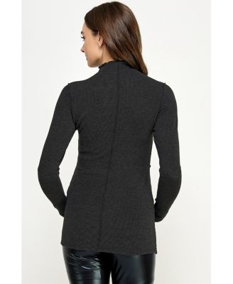 Maternity Mock Neck Long Sleeeve Ribbed Top