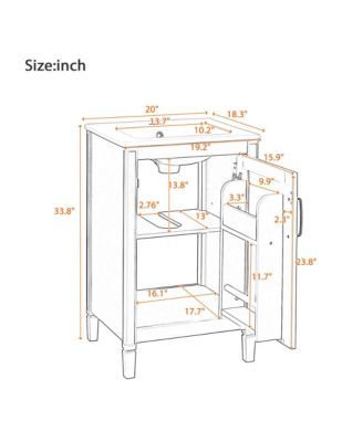20 in. Modern Freestanding Bathroom Vanity with Ceramic Sink, Soft Close Door, Adjustable U-Shaped Shelf, Door Storage Rack