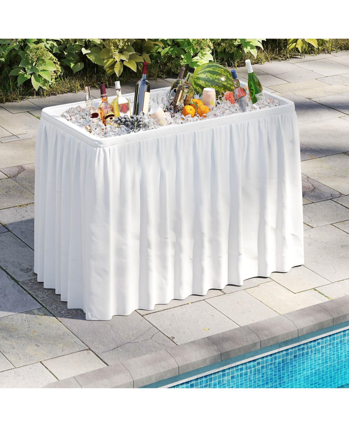 Costway 4 Foot Ice Cooler Folding Table Outdoor Portable Ice Bin Table with Large Sink