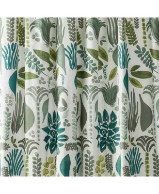 Cotton Poly Shower Curtain with Herb and Floral Leaves, 72-Inch